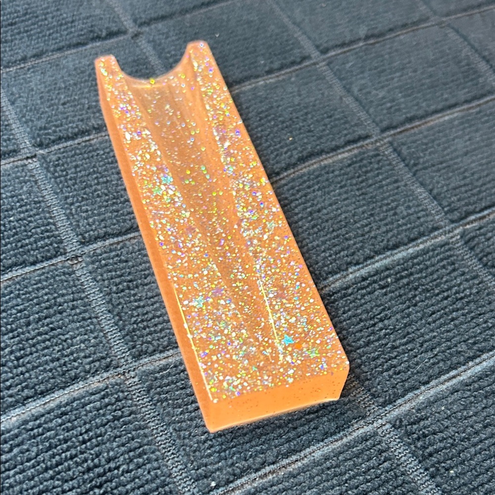 Orange luminous glitter handmade resin cone storage tray